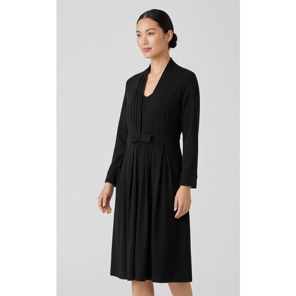 Comfy USA Black Pleated Cardigan Jacket Womens Medium M Bow Front Made in USA